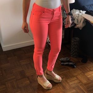 Neon pink/salmon skinny jeans!